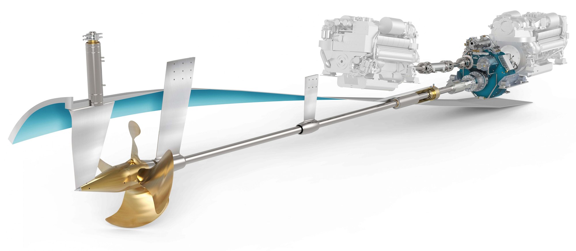 Diagram over fremdriftsakselsystem med propell. Diagram over fremdriftsakselsystem med propell.